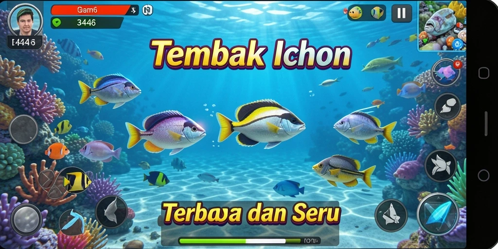 Screenshot menunjukkan antusiasme gameplay Tembak Ikan yang menegangkan.