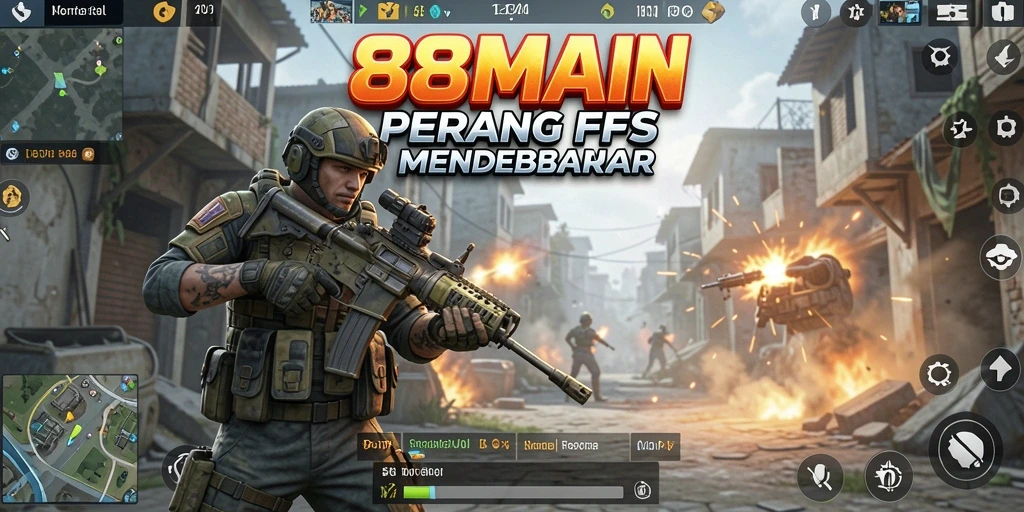 Screenshot gameplay 88MAIN dengan aksi tembak-menembak intens.