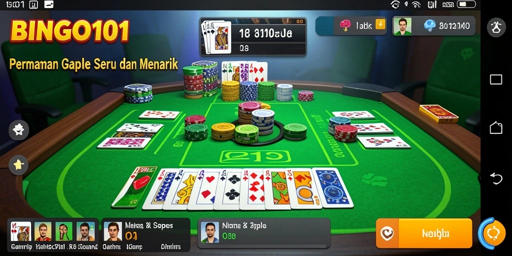 Screenshot BINGO101 menampilkan gameplay Gaple yang seru.
