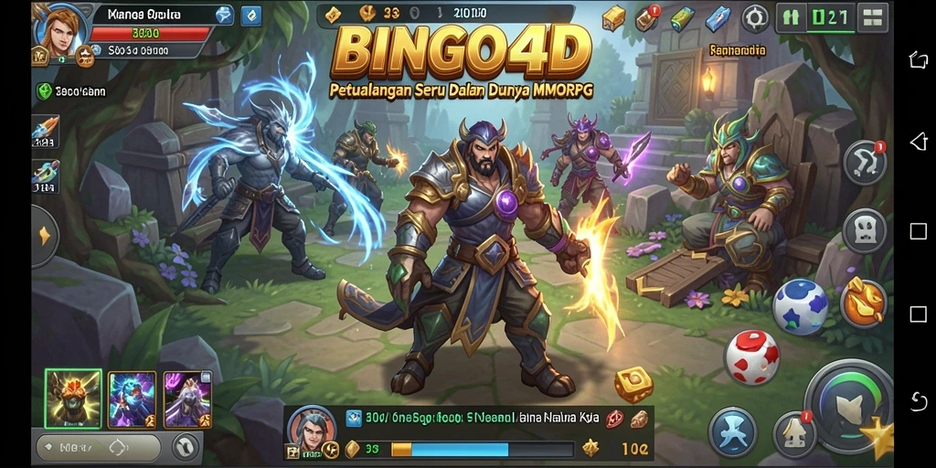 Tampilan gameplay seru BINGO4D dengan aksi pertarungan yang dinamis.