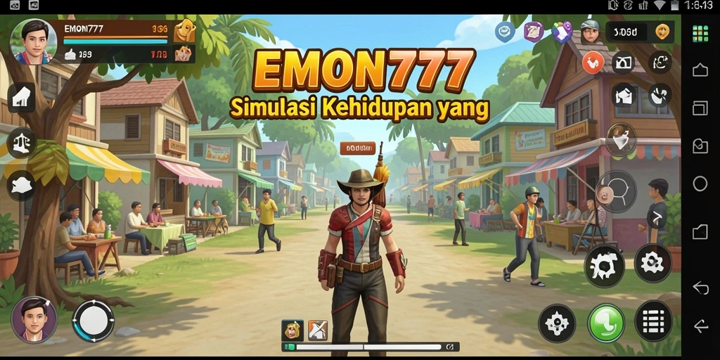 Tampilan gameplay EMON777 yang menarik dengan berbagai aktivitas.