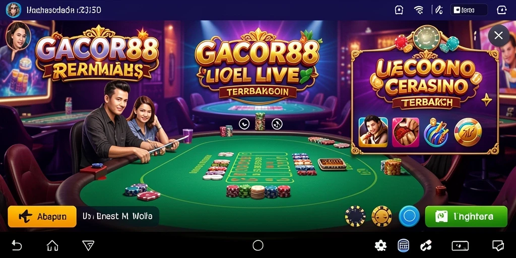 Screenshot gameplay GACOR88 dengan dealer langsung dan suasana kasino real-time.