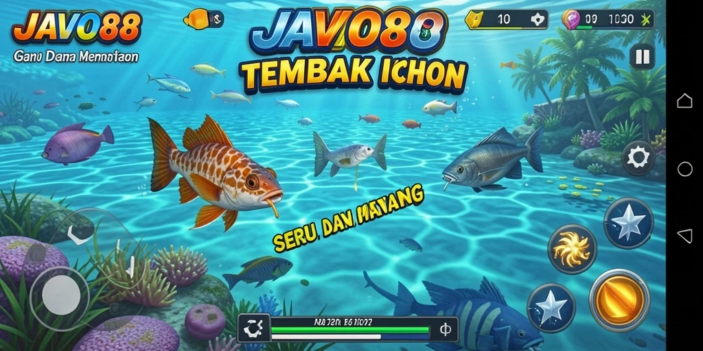 Tampilan gameplay seru dari <strong>JAVO88</strong> dengan aksi menangkap ikan.