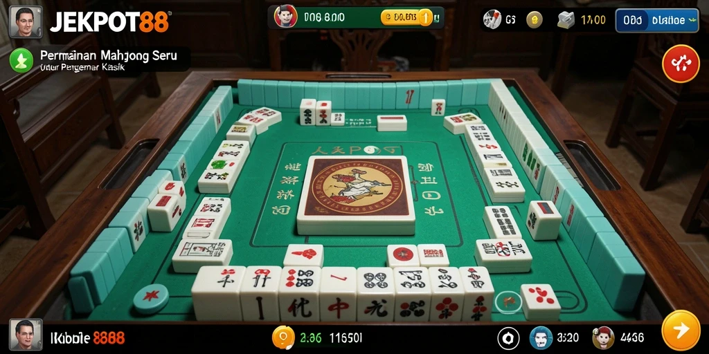 Tampilan gameplay JEKPOT88 yang menarik dengan ubin Mahjong.