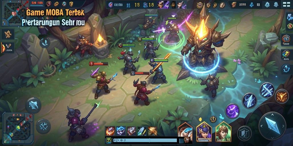 Screenshot MENYALA78 menampilkan aksi pertarungan yang menegangkan di arena MOBA.