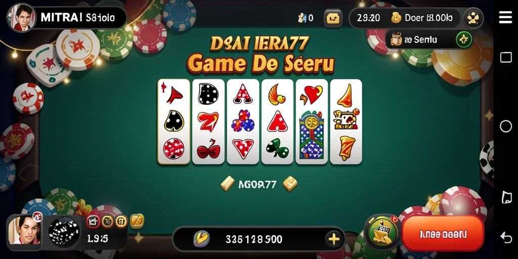 Tampilan gameplay Domino yang mendebarkan di MITRA77.