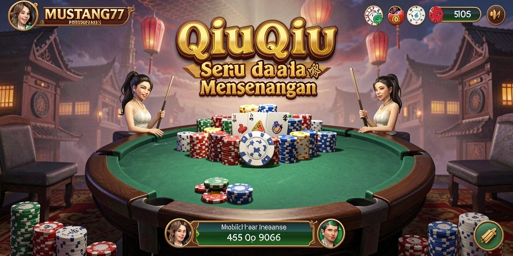 Screenshot teratas dari gameplay MUSTANG77 yang menampilkan aksi QiuQiu.