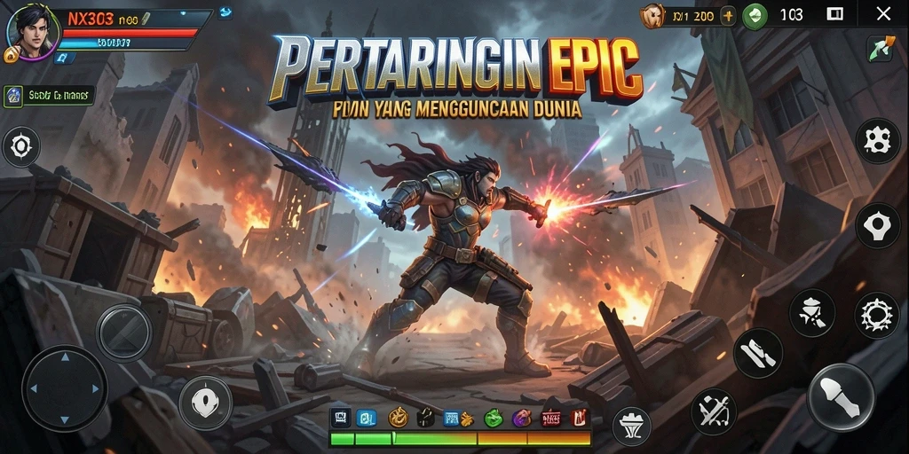 Screenshot gameplay NX303 yang memperlihatkan pertarungan dinamis dan seru.