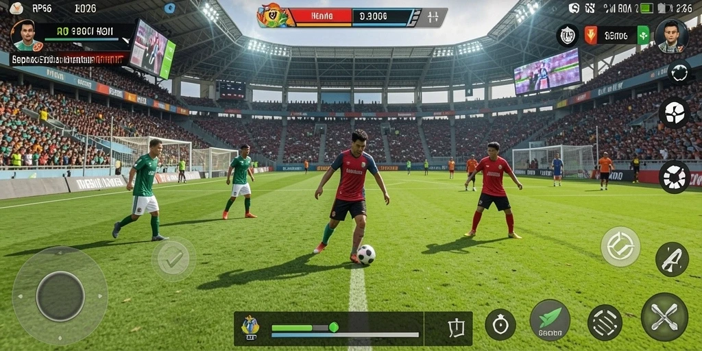 Tampilan gameplay menakjubkan dari RP66 dengan aksi sepak bola yang mendebarkan.