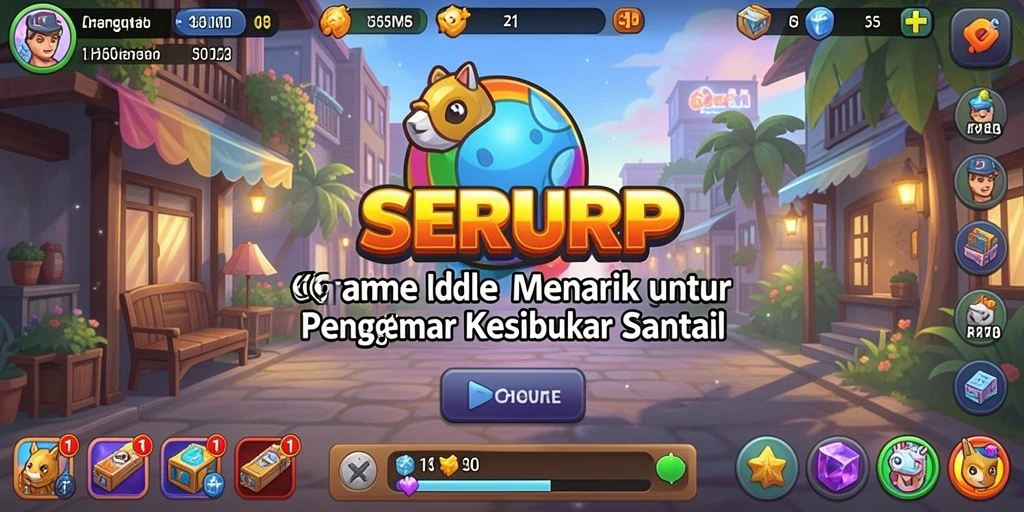 Screenshot gameplay SERURP menunjukkan aktivitas Idle yang menarik dan visual yang mengagumkan.