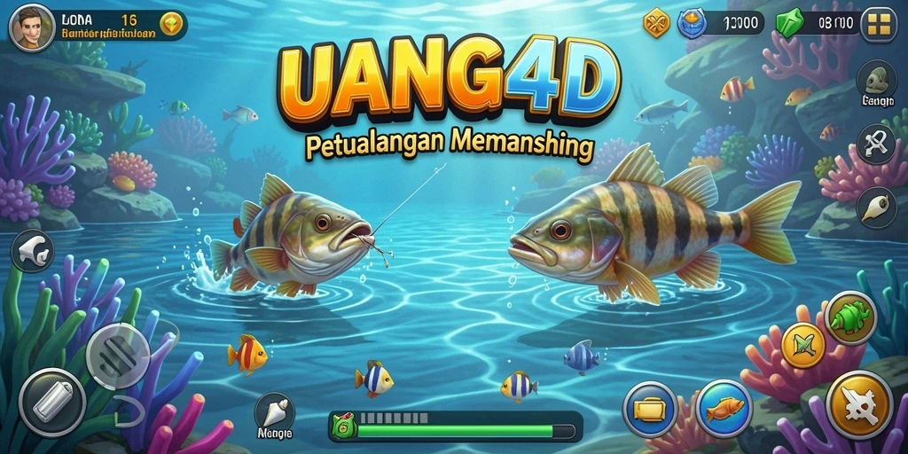 Tampilan gameplay yang seru dalam UANG4D dengan aksi memancing.