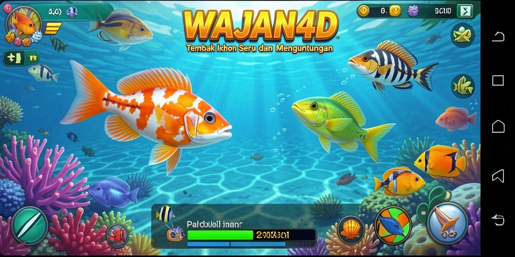 Tampilan gameplay seru dari WAJAN4D saat menangkap ikan.