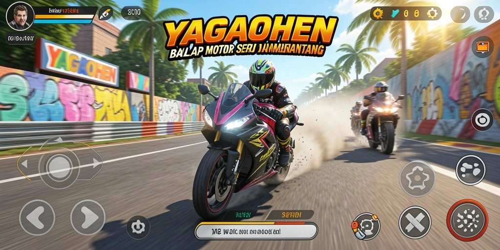 Gameplay YAGAOHEN yang mendebarkan di trek balap penuh tantangan.