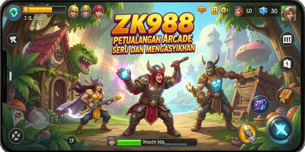 Screenshot gameplay ZK988 yang menampilkan aksi seru dan penuh warna.